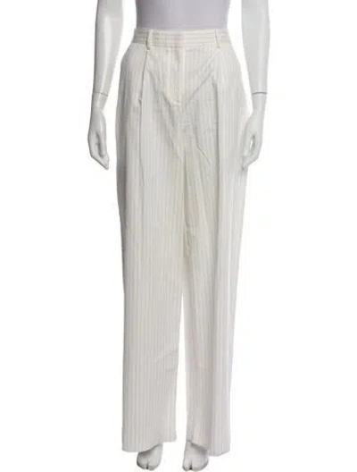 Pre-owned Twp Striped Wide Leg Pants In White