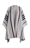Twp Striped Wrap Cashmere Poncho Sweater In Gray