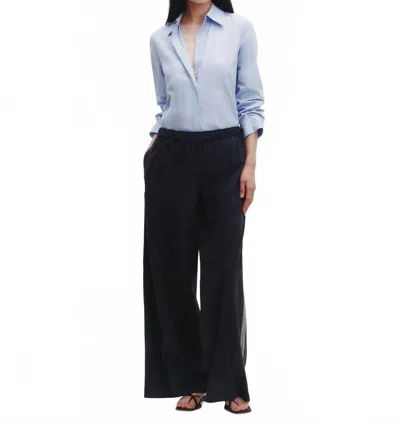 Twp Suede Eva Pants With Tux Stripe In Midnight In Black