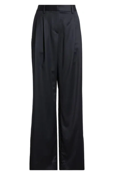 Twp Sulli Pleated Linen Wide Leg Pants In Black