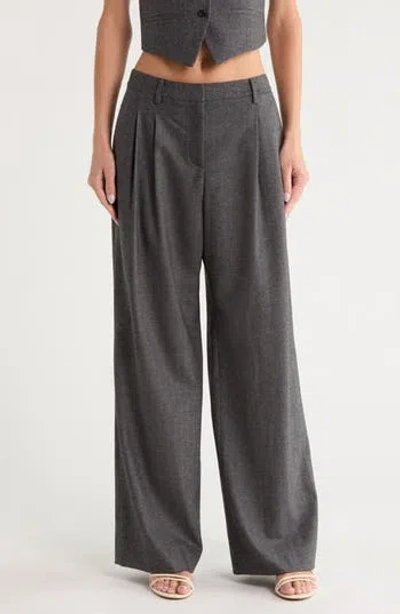 Twp Sulli Pleated Wide Leg Wool & Cashmere Blend Pants In Medium Heather Grey