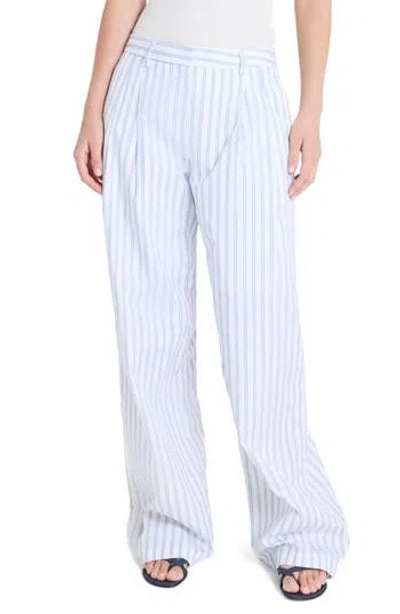 Twp Sulli Ticking Stripe Cotton Pants In Blue