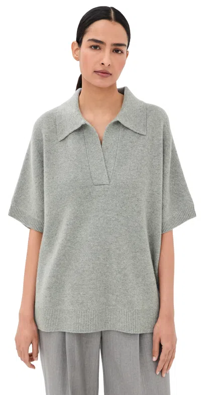 Twp Supersized Cashmere Polo Light Heather Grey In Gray