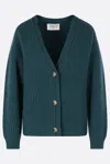 Twp Ribbed Button Cardigan In Green