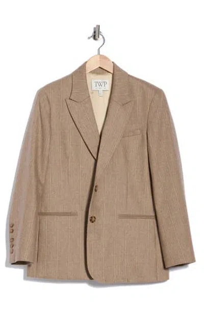 Twp Sweet Pea Pinstripe Wool & Cashmere Blazer In Brown