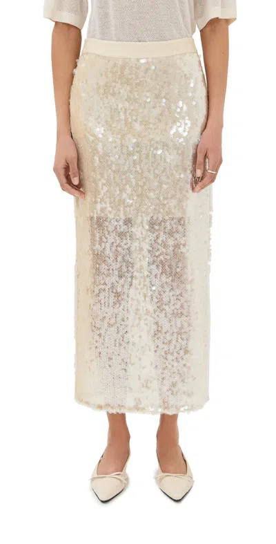 TWP SYLKIE MIDI SKIRT BEIGE/CLEAR