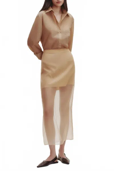 Twp Sylkie Midi Skirt In British Khaki In Brown