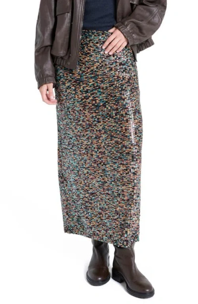 Twp Sylkie Sequin Silk Skirt In Gray