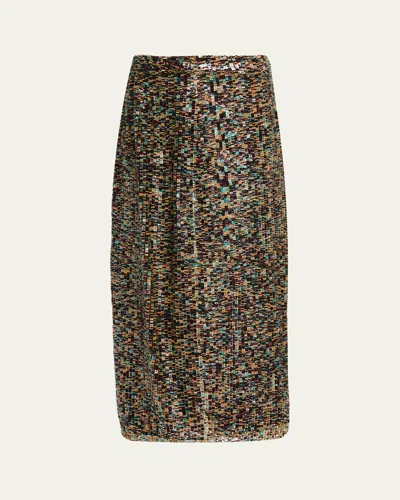 Twp Sylkie Sequined Midi Skirt In Brown