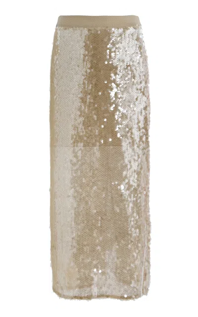 Twp Sylkie Silk-mesh Midi Skirt In Nude