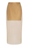 Twp Sylkie Silk-organza Midi Skirt In Khaki