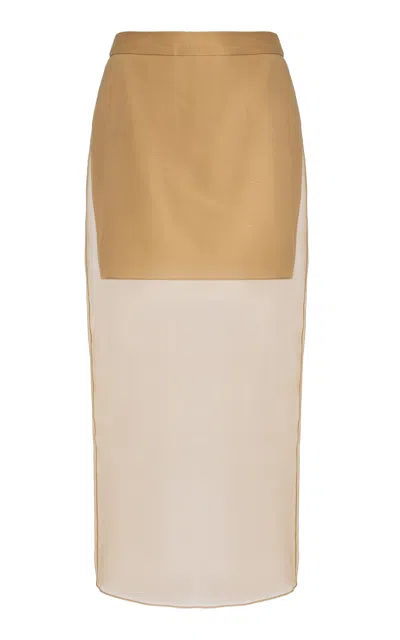 Twp Sylkie Silk-organza Midi Skirt In Khaki