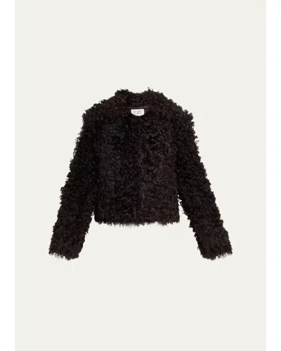 Twp Sylvia Curly Shearling Jacket In Brown