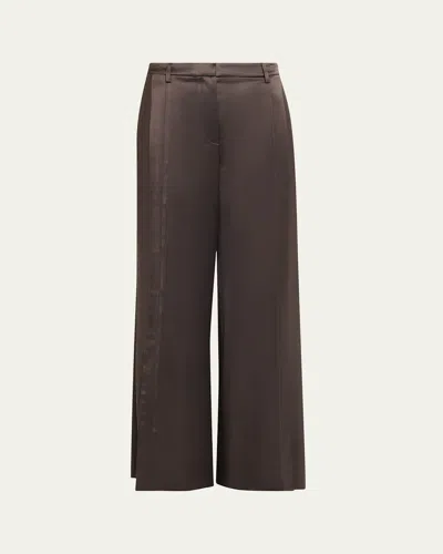 Twp Taite Satin Wide-leg Pants In Brown