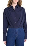 Twp Taken Draped Button-up Shirt In Blue