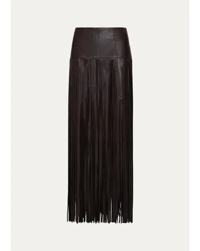 Twp Tangled Up Fringe Leather Skirt In Multi