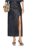Twp Tangled Up Genuine Leather Fringe Skirt In Blue