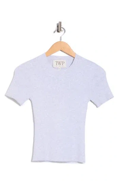 Twp Tease Rib Knit Short Sleeve Top In White