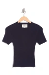 Twp Tease Rib Knit Short Sleeve Top In Blue