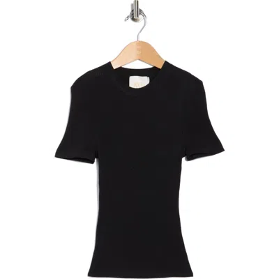 Twp Tease Short Sleeve Wool Sweater In Black