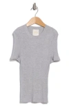 Twp Tease Short Sleeve Wool Sweater In Gray