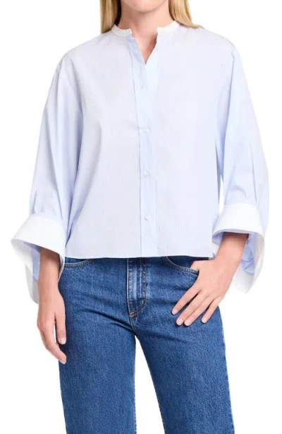 Twp The Beau Button-up Roll Sleeve Shirt In Blue