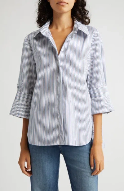 Twp The Boyfriend Stripe Cotton Shirt In Blue