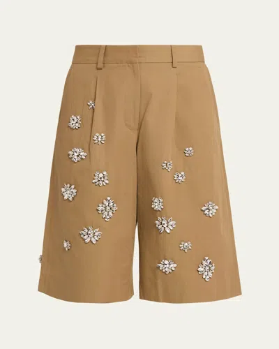 Twp The City Shorts With Crystals In Water-repellent Cotton Canvas