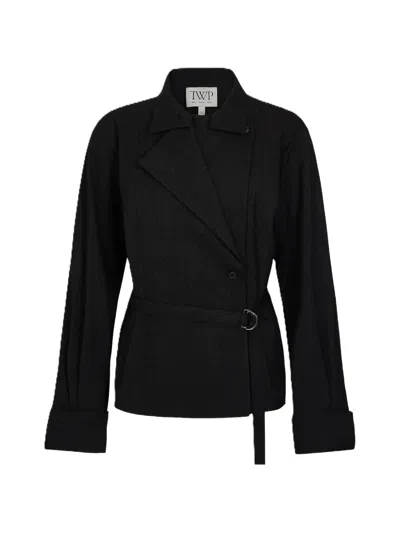 Twp The Last Chapter Belted Wrap-front Jacket In Black