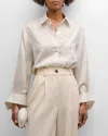 Twp The New Morning After Silk Stripe Button-front Shirt In White Multi