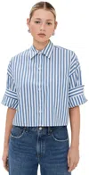Twp Next Ex Cropped Cotton Shirt In White / Vintage Denim