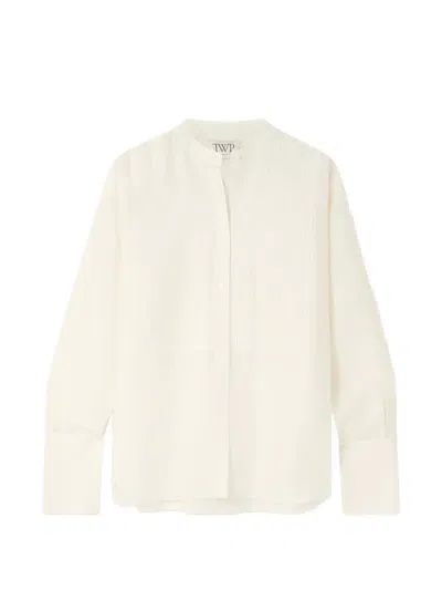 Twp The Night Before Pintucked Cotton And Silk-blend Voile Shirt In White