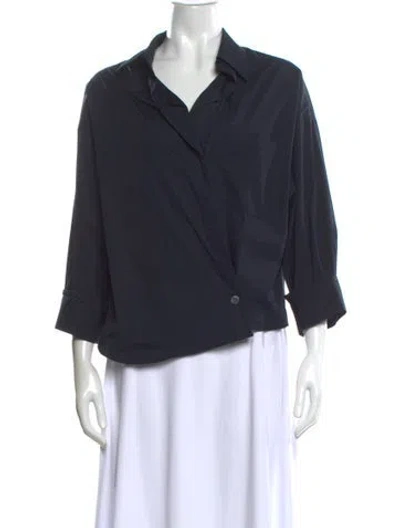 Pre-owned Twp Three-quarter Sleeve Blouse In Blue