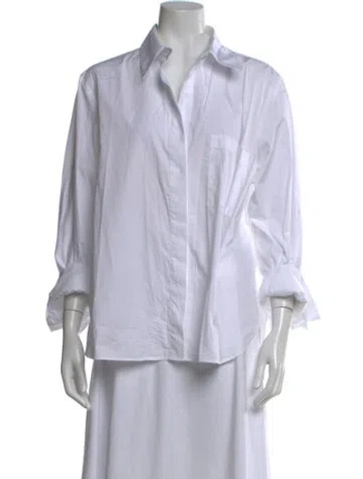 Pre-owned Twp Three-quarter Sleeve Button-up Top In Multi