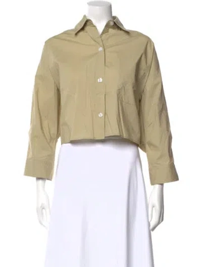 Pre-owned Twp Three-quarter Sleeve Button-up Top In Neutral