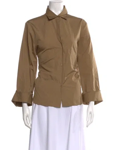 Pre-owned Twp Three-quarter Sleeve Button-up Top In Neutral