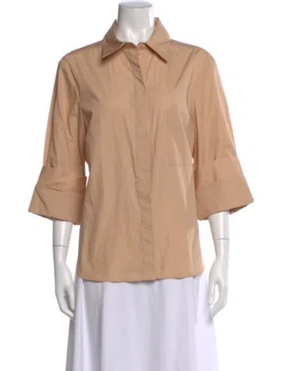 Pre-owned Twp Three-quarter Sleeve Button-up Top In Neutral