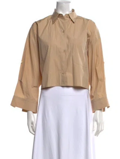 Pre-owned Twp Three-quarter Sleeve Button-up Top In Neutrals
