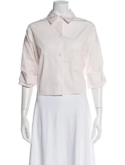 Pre-owned Twp Three-quarter Sleeve Button-up Top In Pink