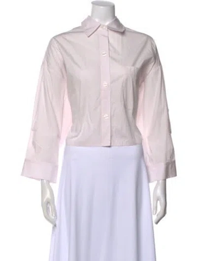 Pre-owned Twp Three-quarter Sleeve Button-up Top In Pink