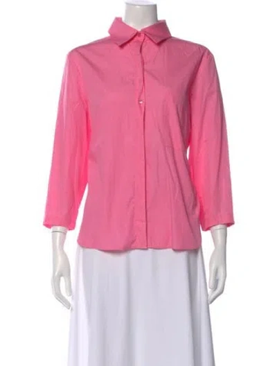 Pre-owned Twp Three-quarter Sleeve Button-up Top In Pink