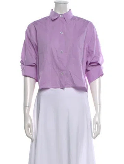Pre-owned Twp Three-quarter Sleeve Button-up Top In Purple