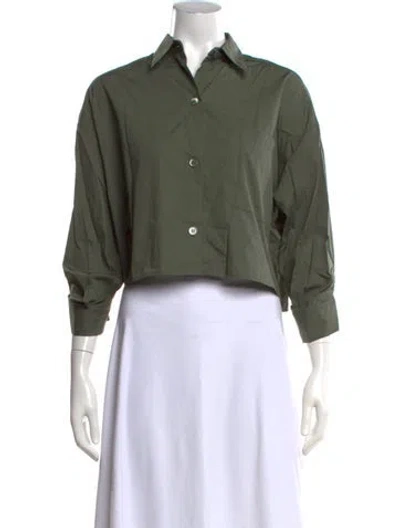 Pre-owned Twp Three-quarter Sleeve Button-up Top W/ Tags In Green