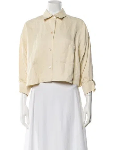 Pre-owned Twp Three-quarter Sleeve Button-up Top W/ Tags In Neutral