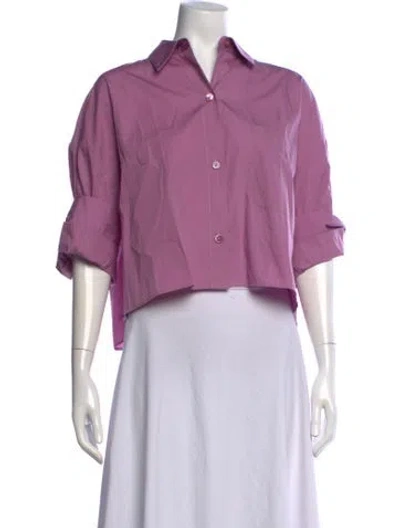 Pre-owned Twp Three-quarter Sleeve Button-up Top W/ Tags In Purple