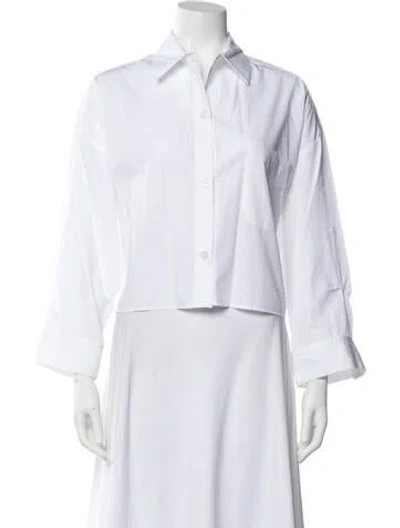 Pre-owned Twp Three-quarter Sleeve Button-up Top In White