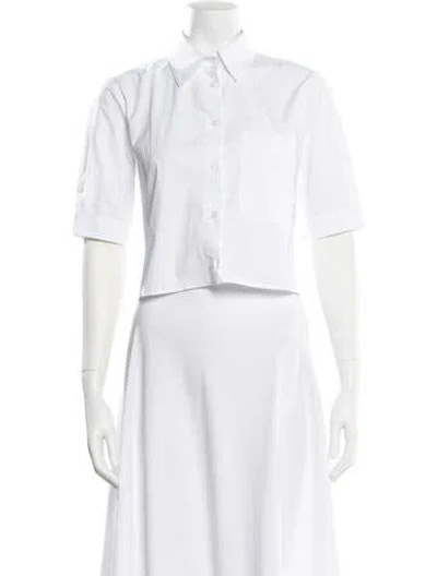 Pre-owned Twp Three-quarter Sleeve Button-up Top In White
