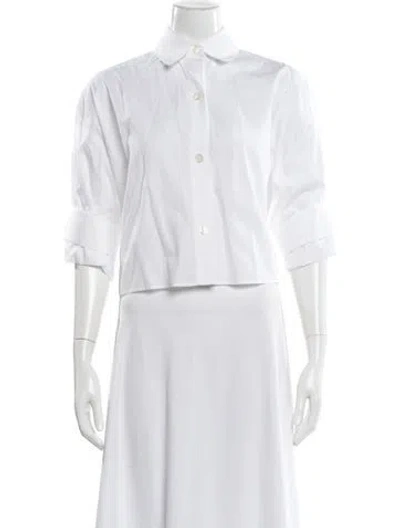 Pre-owned Twp Three-quarter Sleeve Button-up Top In White