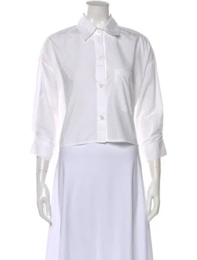 Pre-owned Twp Three-quarter Sleeve Button-up Top In White