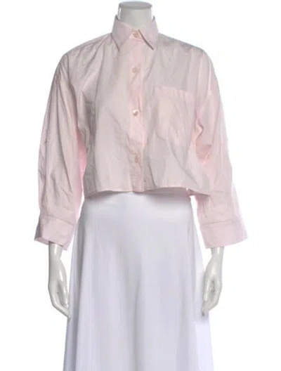 Pre-owned Twp Three-quarter Sleeve Button-up Top In White